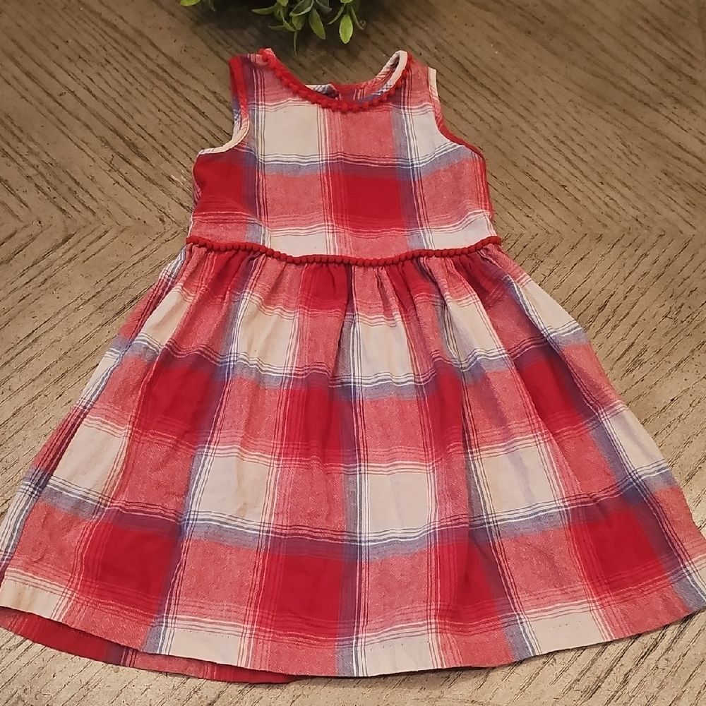 Red Plaid Sleeveless Dress Girls Size 6